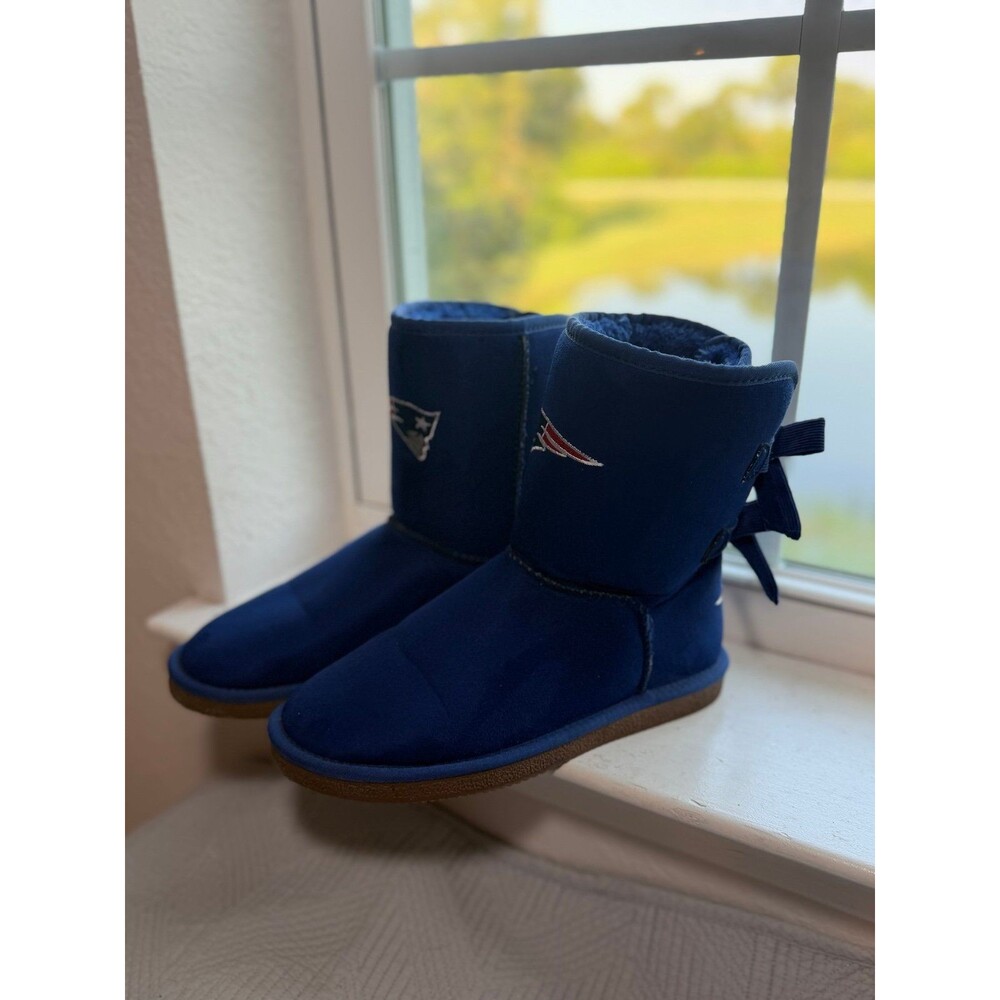 New England Patriots NFL Football Women’s Blue Winter Boots with Ribbon Size 9 - Picture 4 of 11